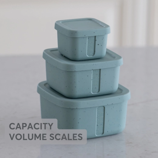 KIKKABOO Snack box set 3 pcs Platinum Silicone Sage - Image 5
