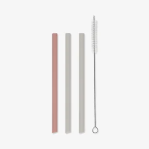 KIKKABOO Straw set 3 pcs Platinum Silicone Blush