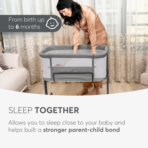 KIKKABOO Bedside crib Noah Light Grey - Image 6