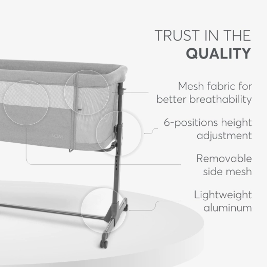 KIKKABOO Bedside crib Noah Light Grey - Image 7