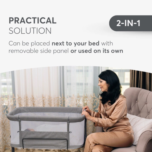 KIKKABOO Bedside crib Noah Light Grey - Image 9