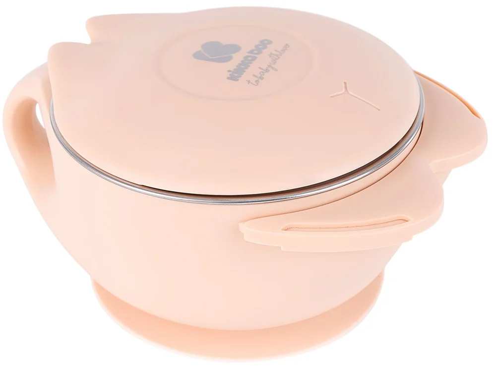 KikkaBoo Cat Pink Stainless Steel Insulated Bowl, 400ml