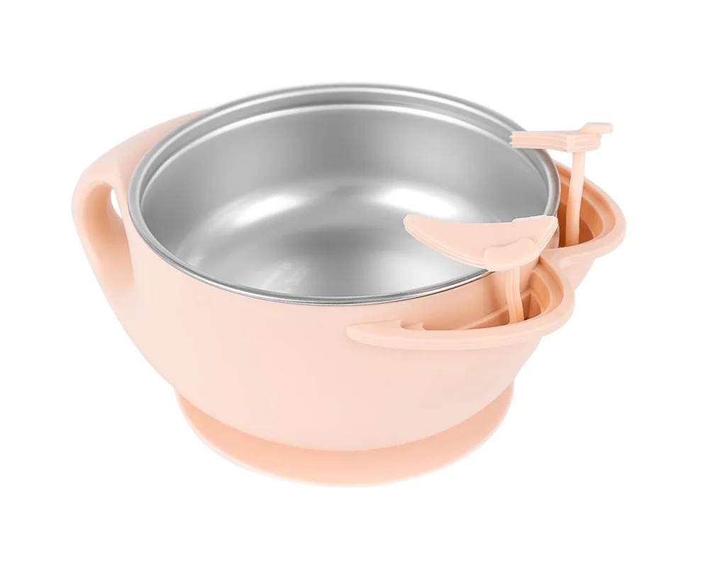 KikkaBoo Cat Pink Stainless Steel Insulated Bowl, 400ml - Image 4