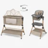 KIKKABOO 2in1 Bedside crib + Highchair Sleat Me Beige