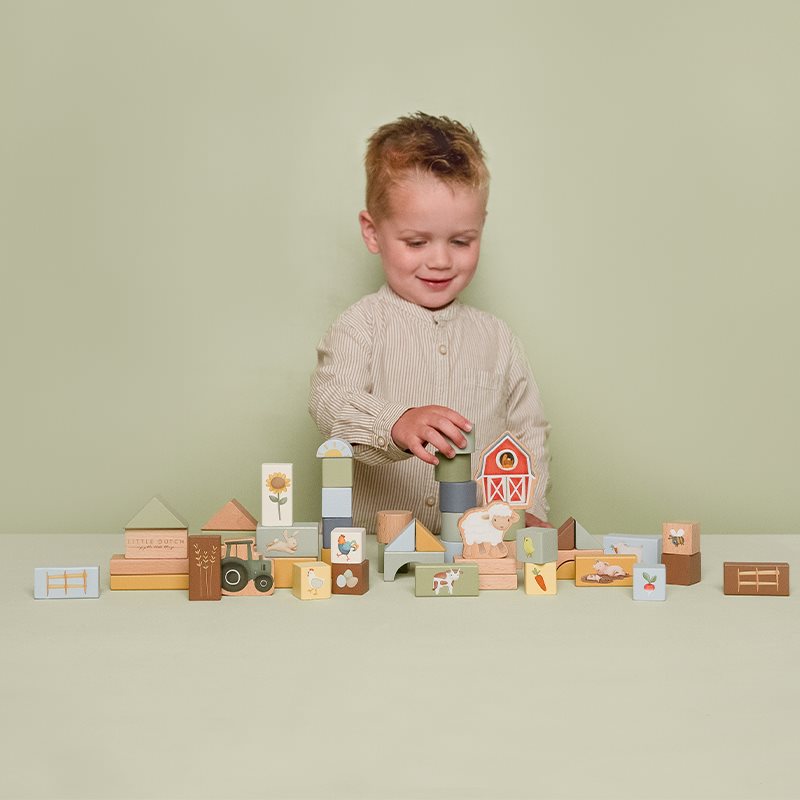 LITTLE DUTCH Wooden Building Blocks Little Farm FSC - Image 4