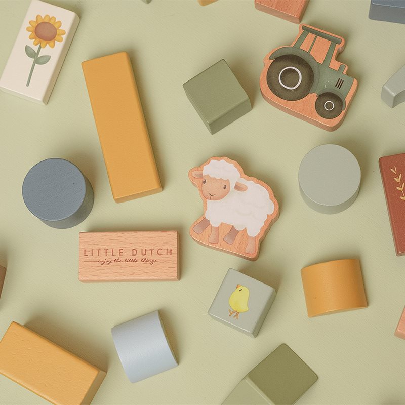 LITTLE DUTCH Wooden Building Blocks Little Farm FSC - Image 3