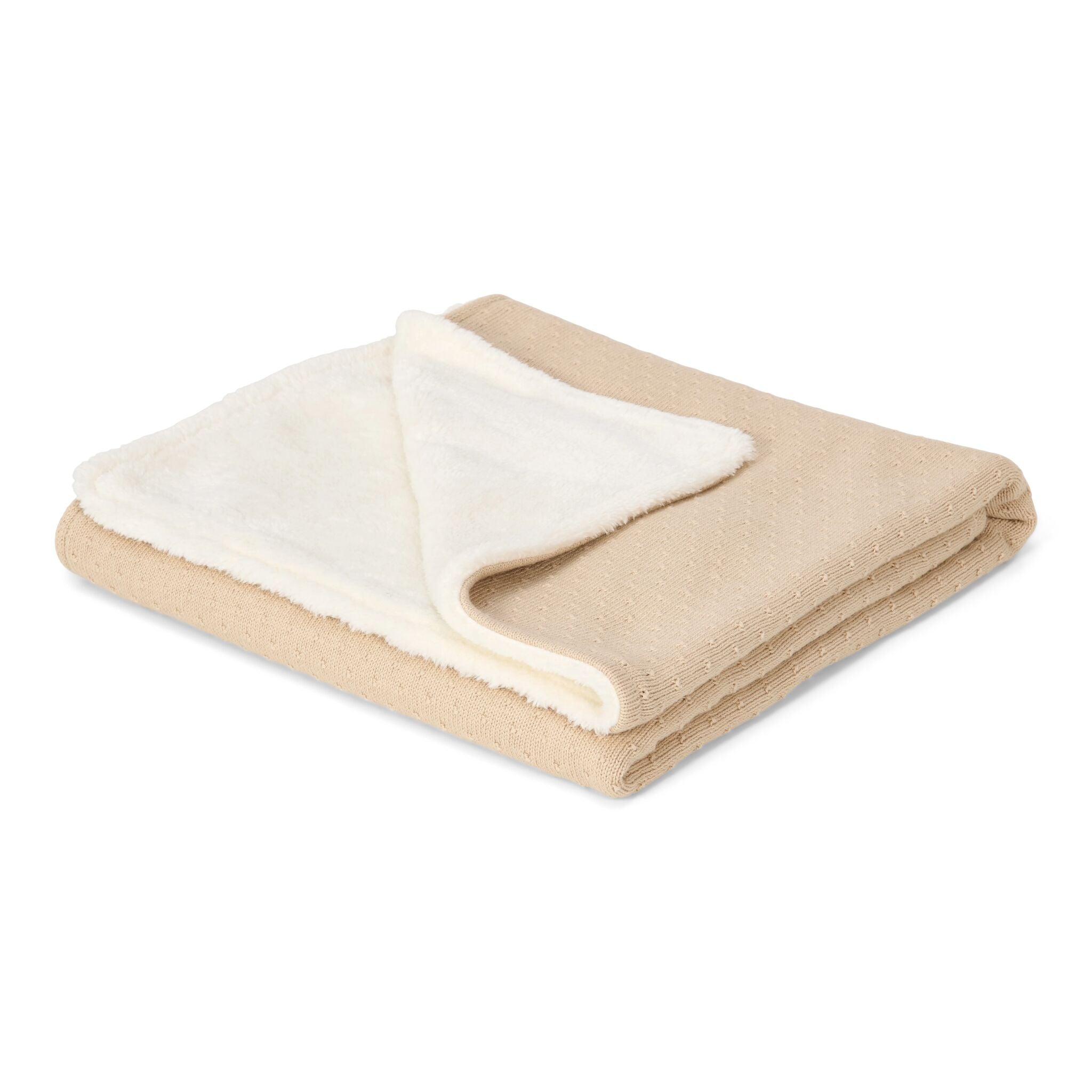 LITTLE DUTCH. Κουβέρτα πλεκτή με επένδυση fleece Pure Soft Beige 70x100