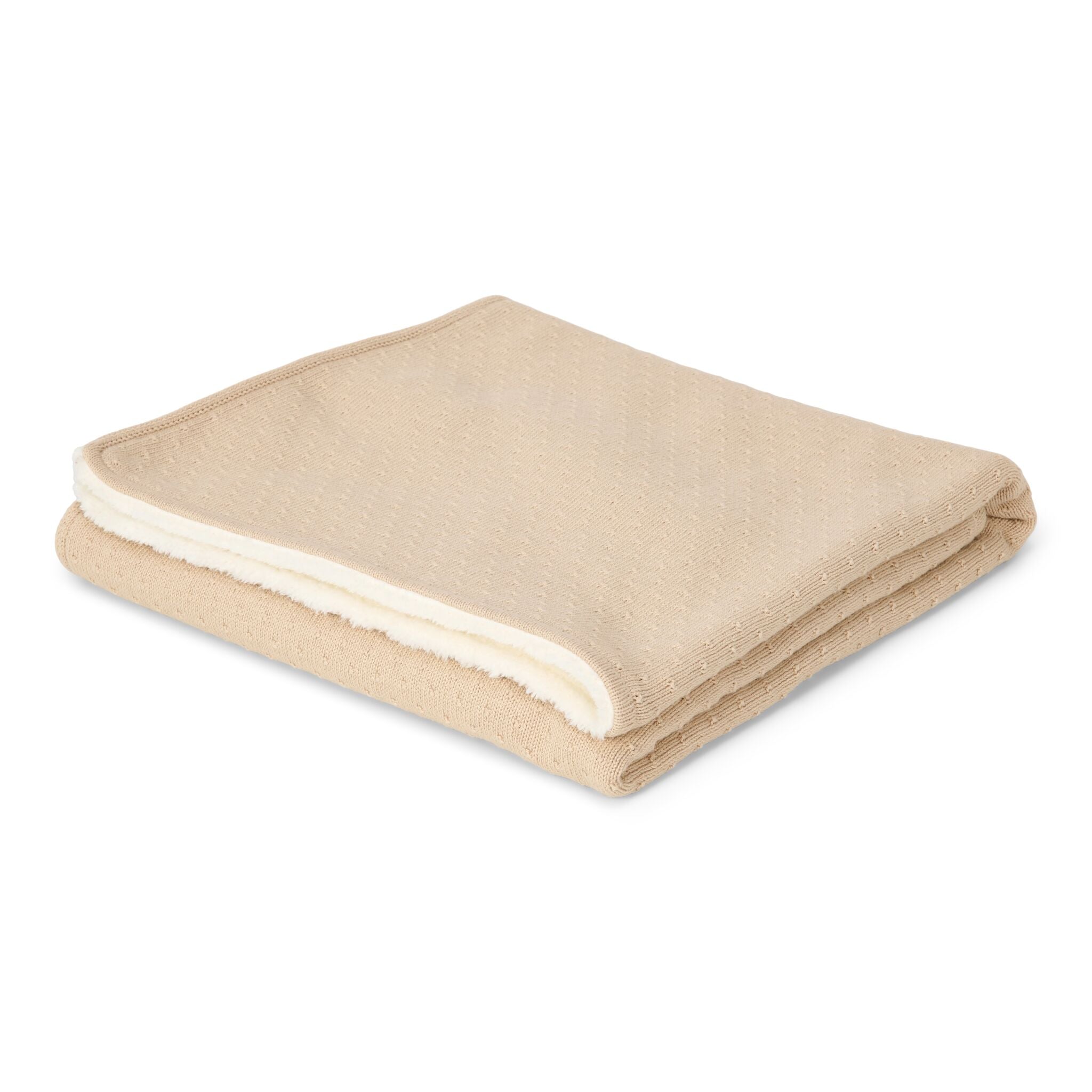 LITTLE DUTCH. Κουβέρτα πλεκτή με επένδυση fleece Pure Soft Beige 70x100 - Image 3