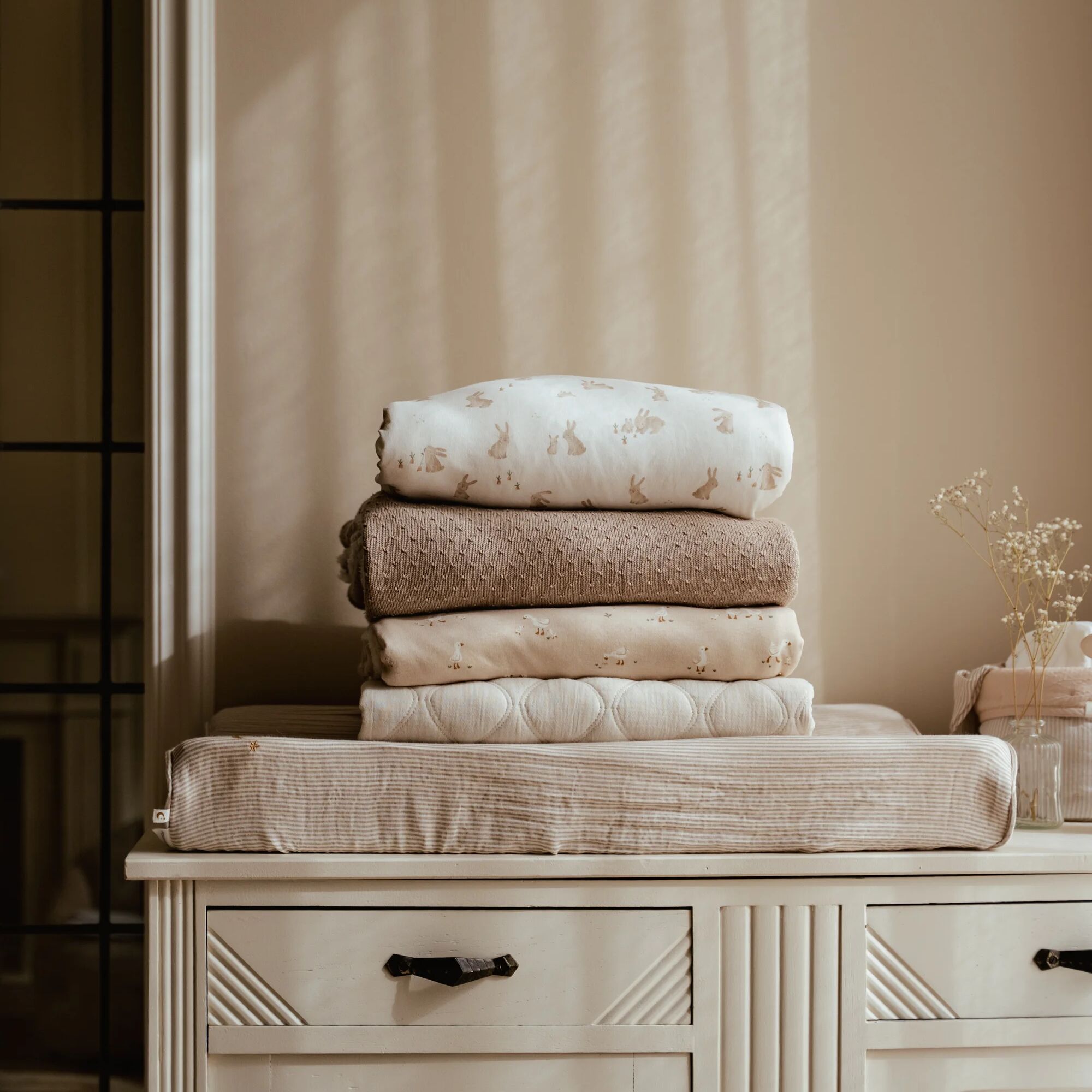 LITTLE DUTCH. Κουβέρτα πλεκτή με επένδυση fleece Pure Soft Beige 70x100 - Image 5