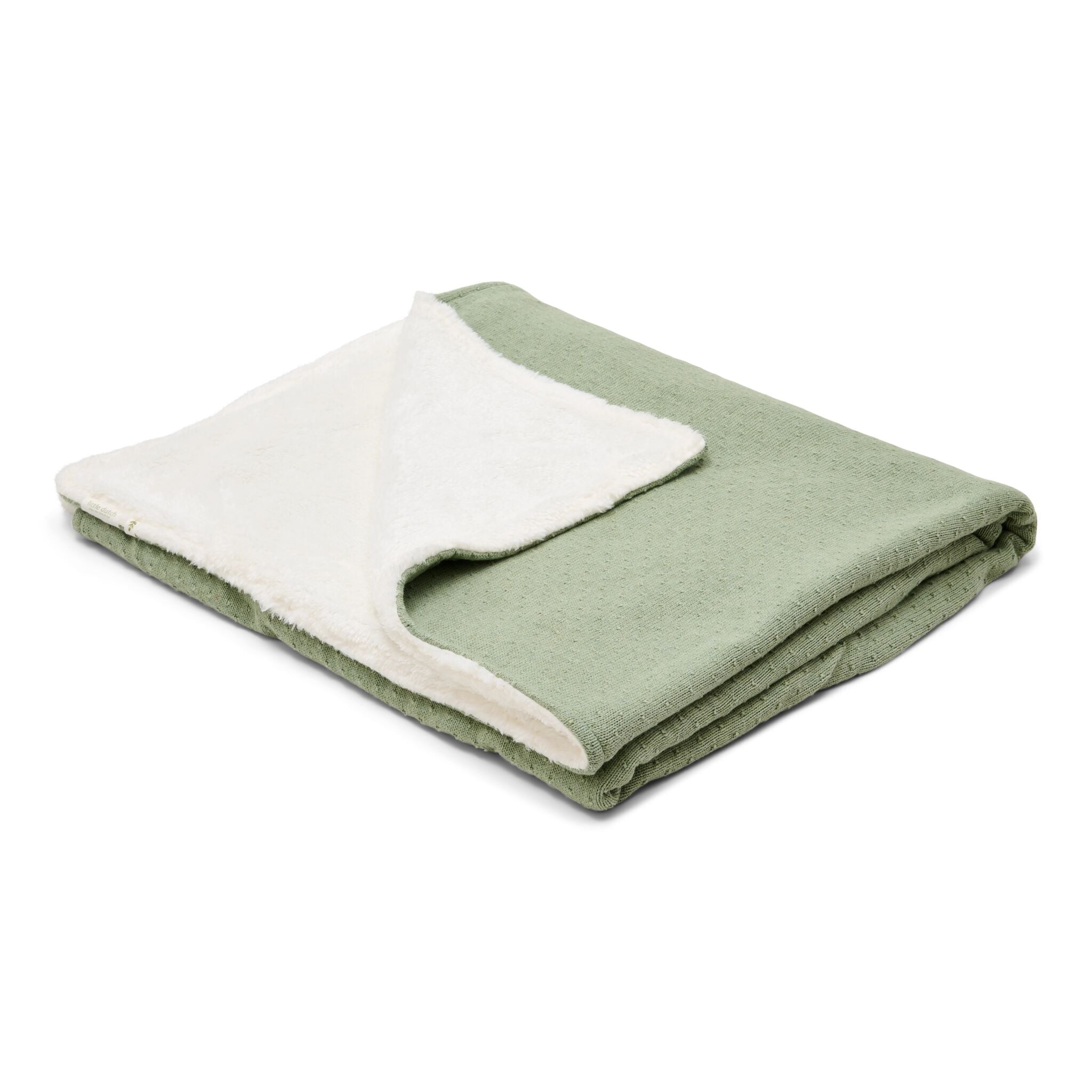 LITTLE DUTCH Winter Knitted fleece Blanket Pure Sage 70x100
