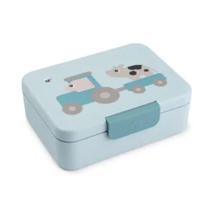 DONE BY DEER Lunch box w/divider - Tiny farm - Blue