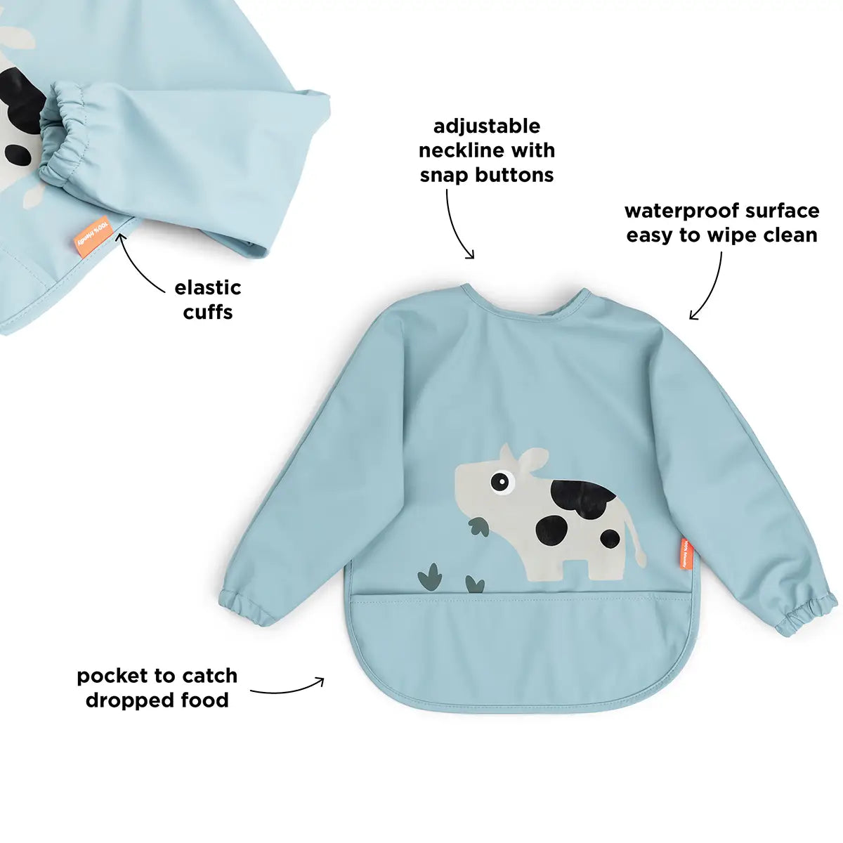 DONE BY DEER Sleeved pocket bib - Tiny farm - Blue - Image 3