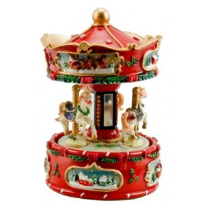 RED MUSICAL CAROUSEL HORSES 17CM