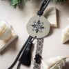 Snowflake Charm Pendant with Tassel | Silver Mirror Plexiglass (Black)