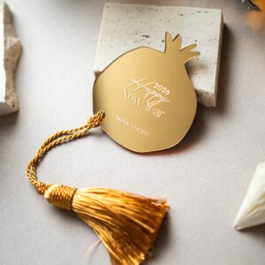 Pomegranate Logo Charm | Gold Mirror Plexiglass