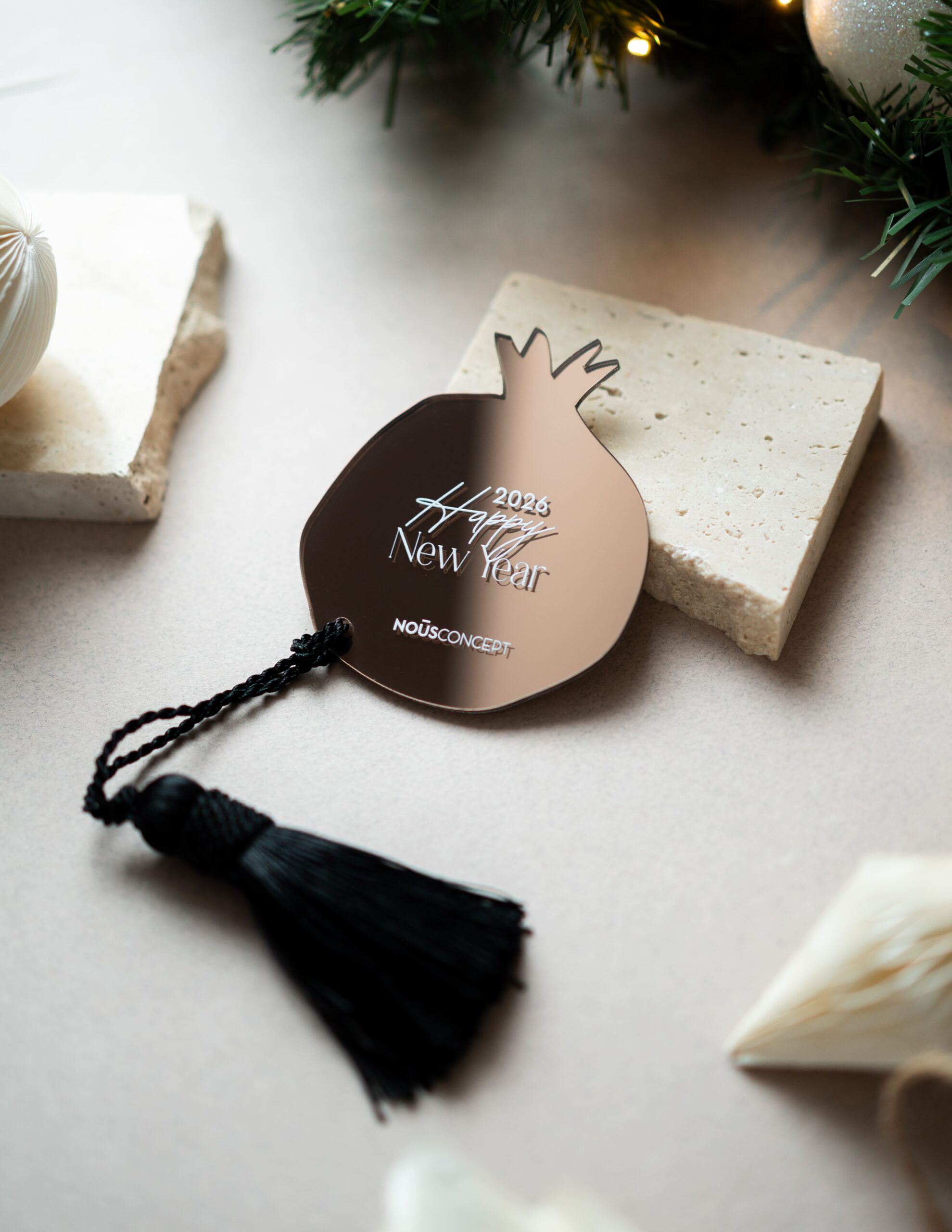 Pomegranate Logo Charm | Bronze Plexiglass Mirror