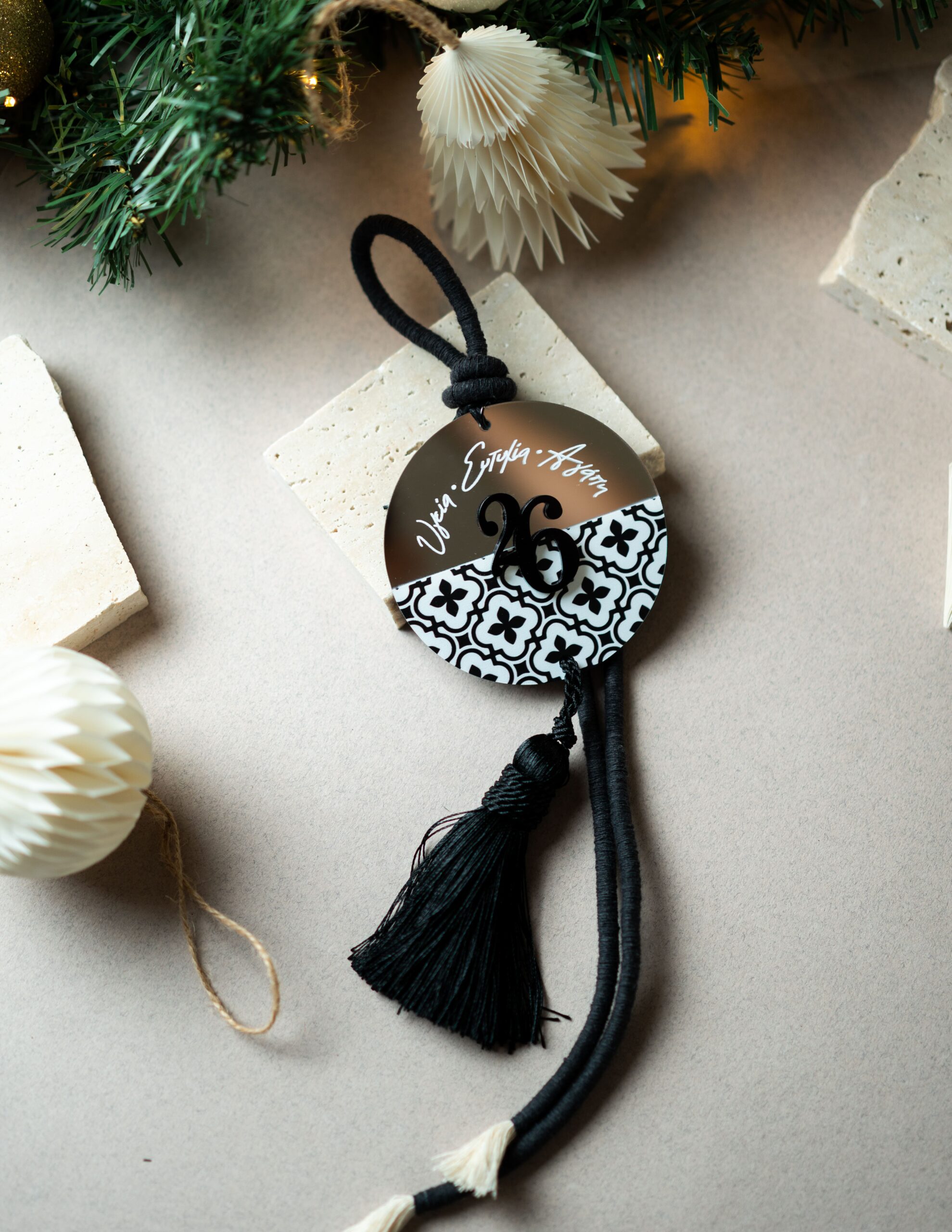 Pendant Charm Half Pattern | Silver Mirror Plexiglass