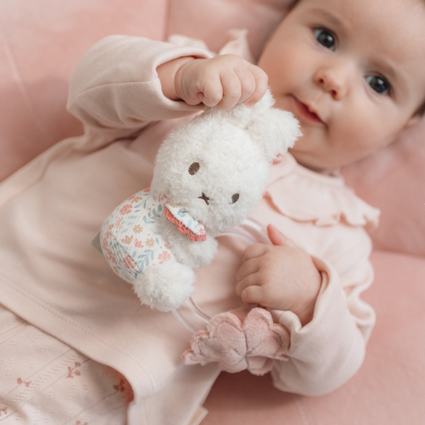 LITTLE DUTCH. Miffy fabric rattle with ring - Lucky Blossom - Image 2