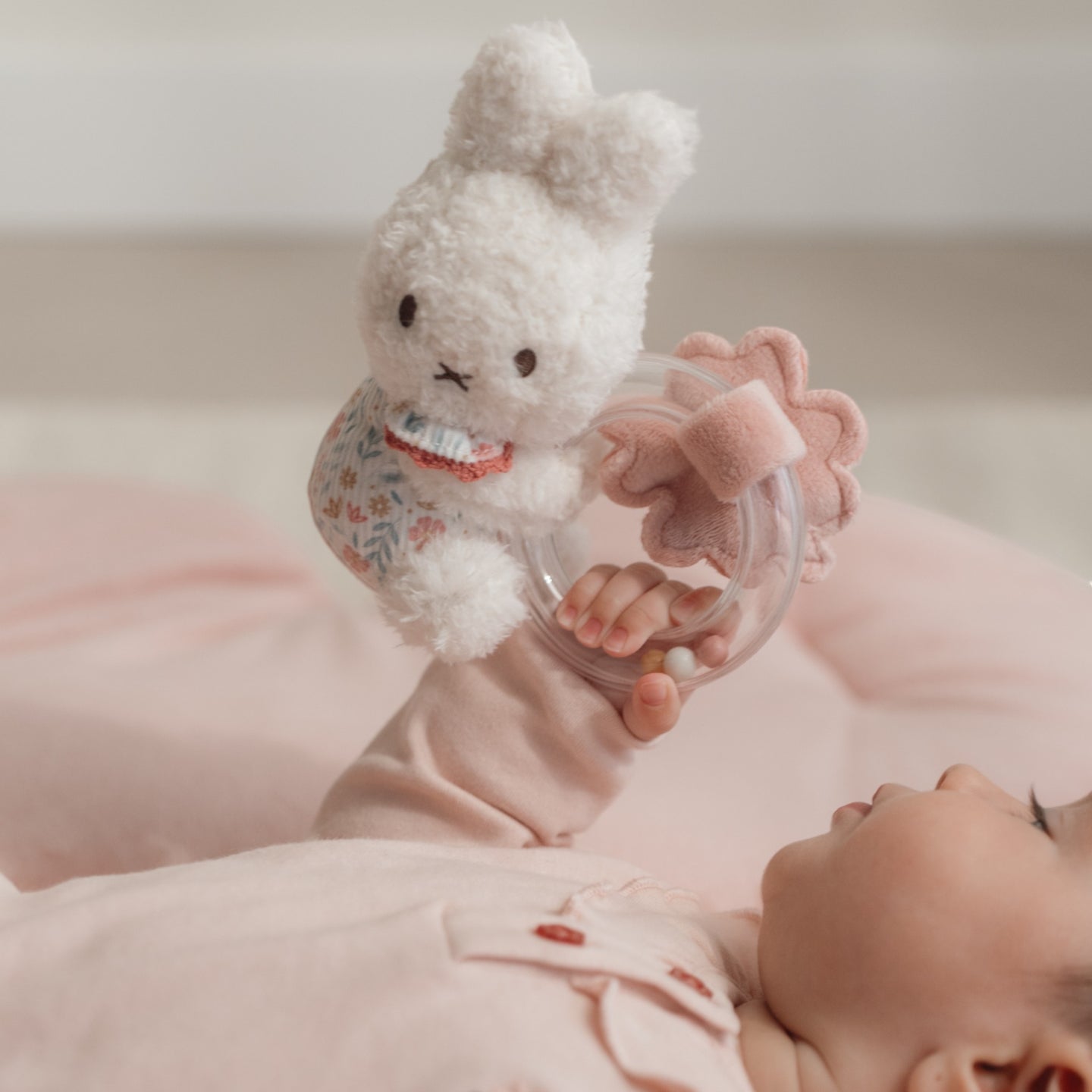 LITTLE DUTCH. Miffy fabric rattle with ring - Lucky Blossom - Image 3