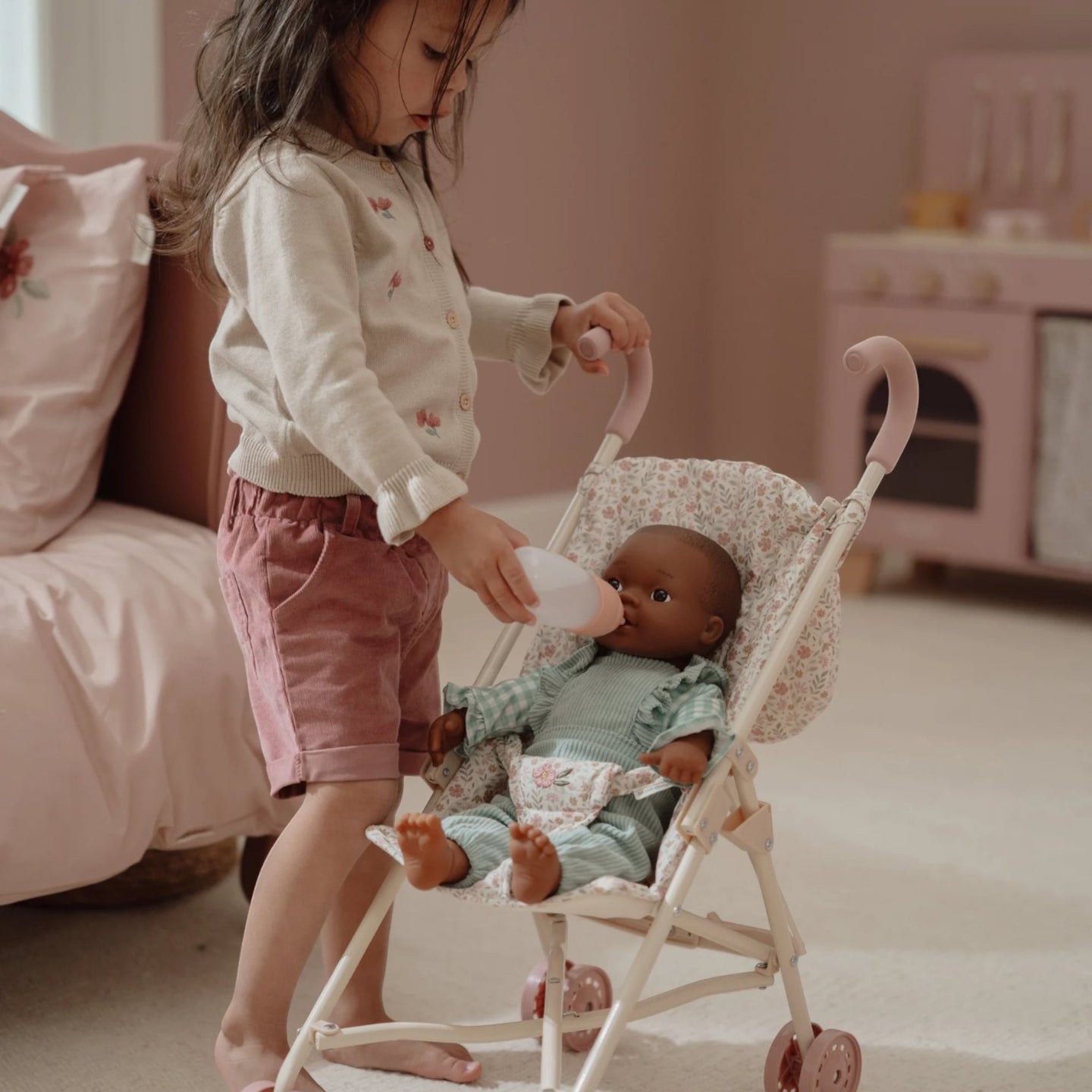 LITTLE DUTCH. Metal doll stroller - white - Image 5