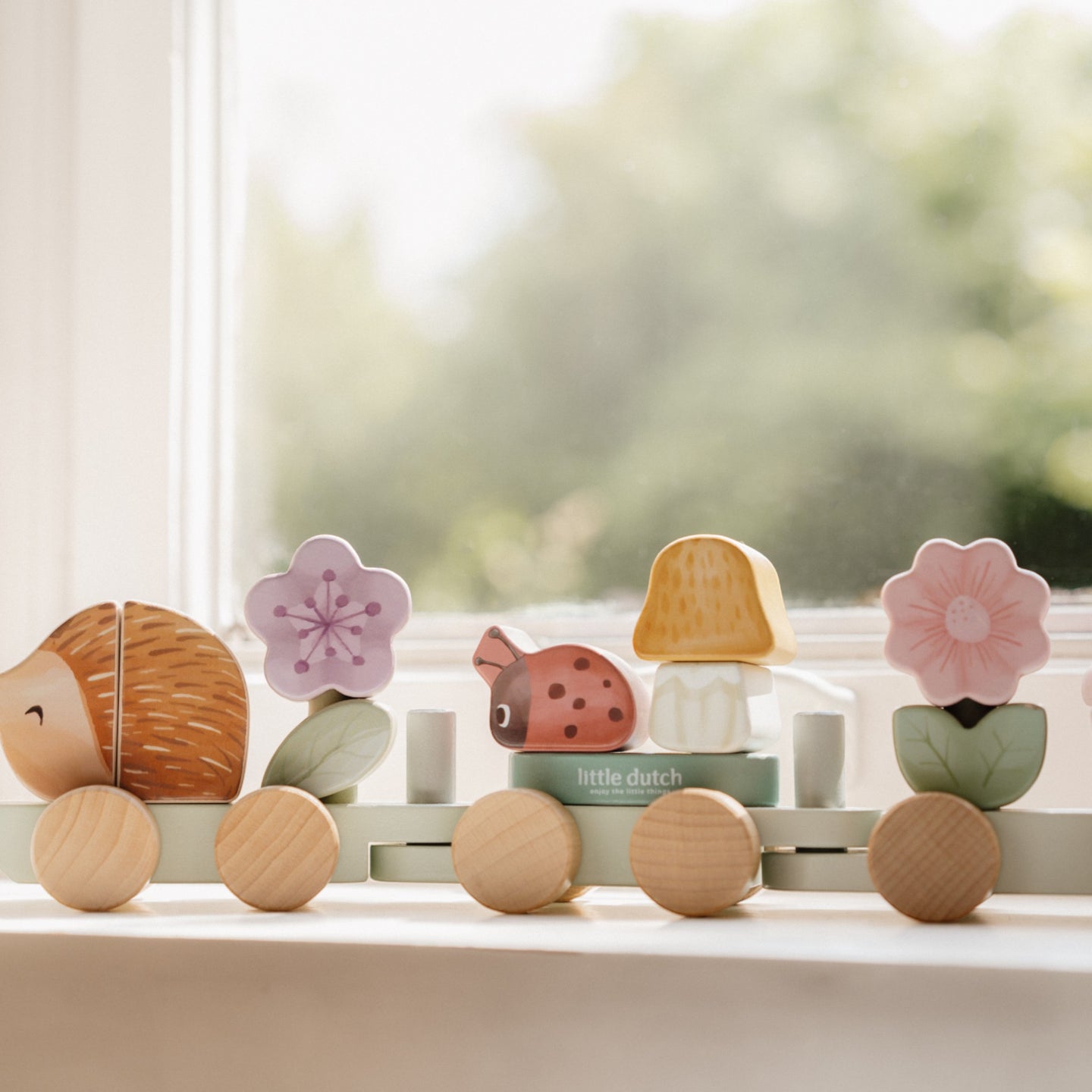 LITTLE DUTCH. Wooden train with fine motor exercise hedgehog Fairy Garden - Image 4