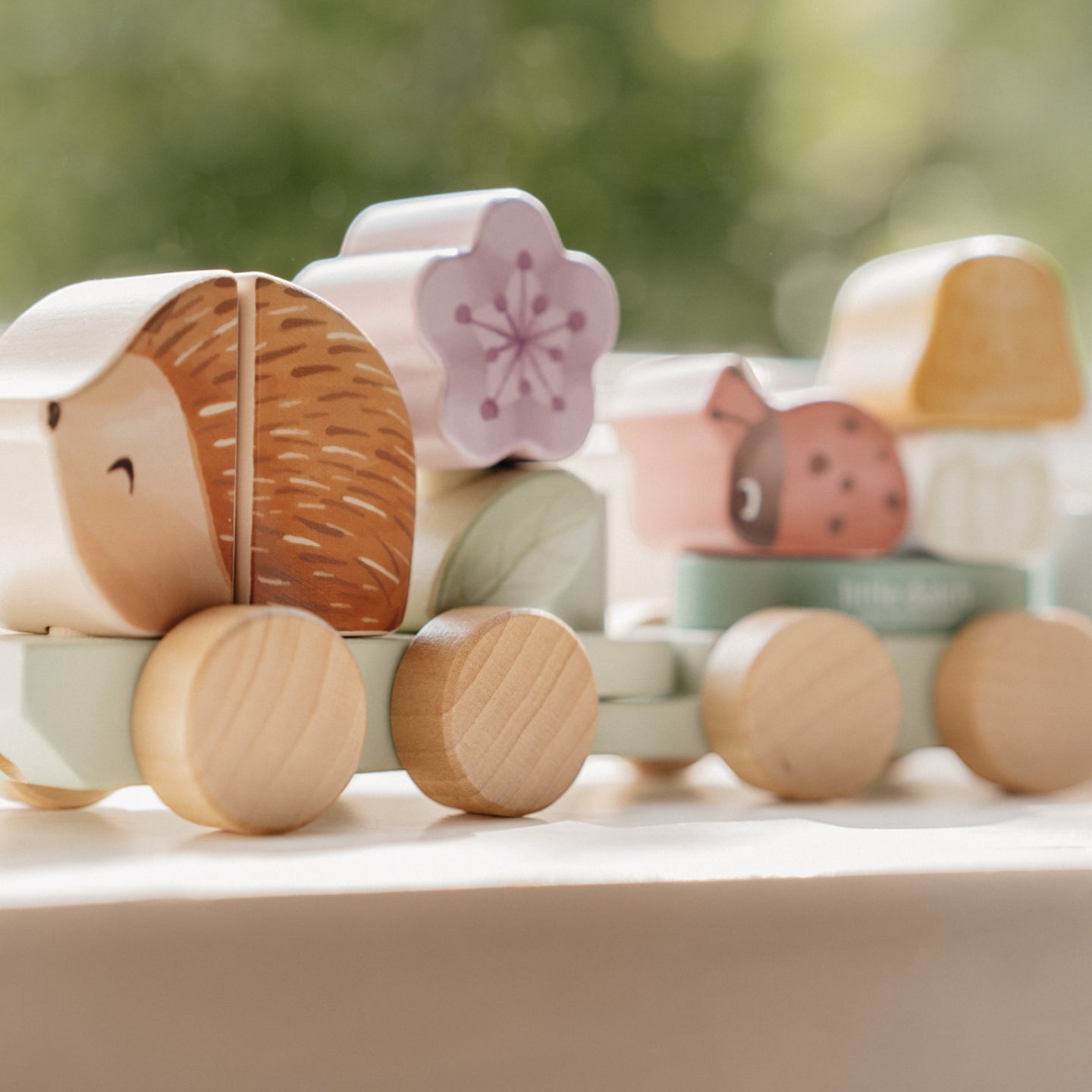 LITTLE DUTCH. Wooden train with fine motor exercise hedgehog Fairy Garden - Image 5