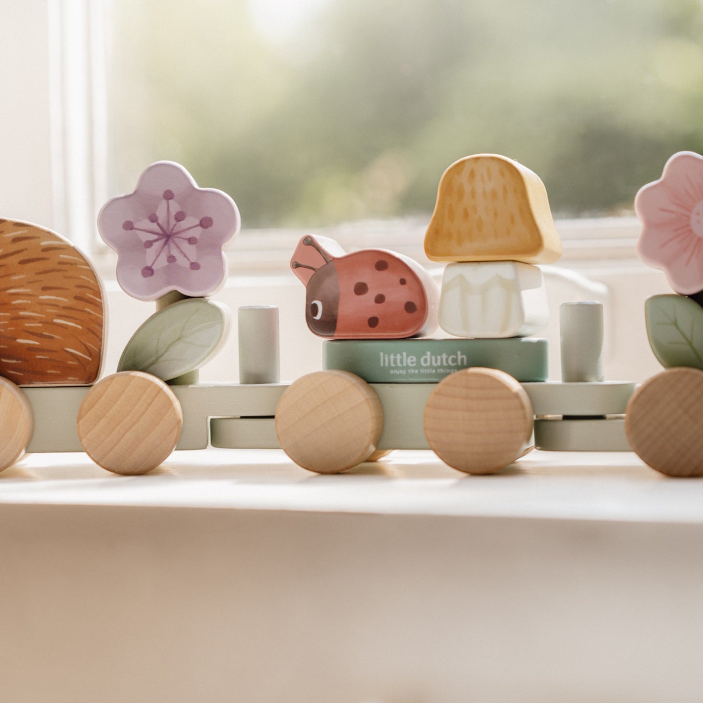 LITTLE DUTCH. Wooden train with fine motor exercise hedgehog Fairy Garden - Image 6