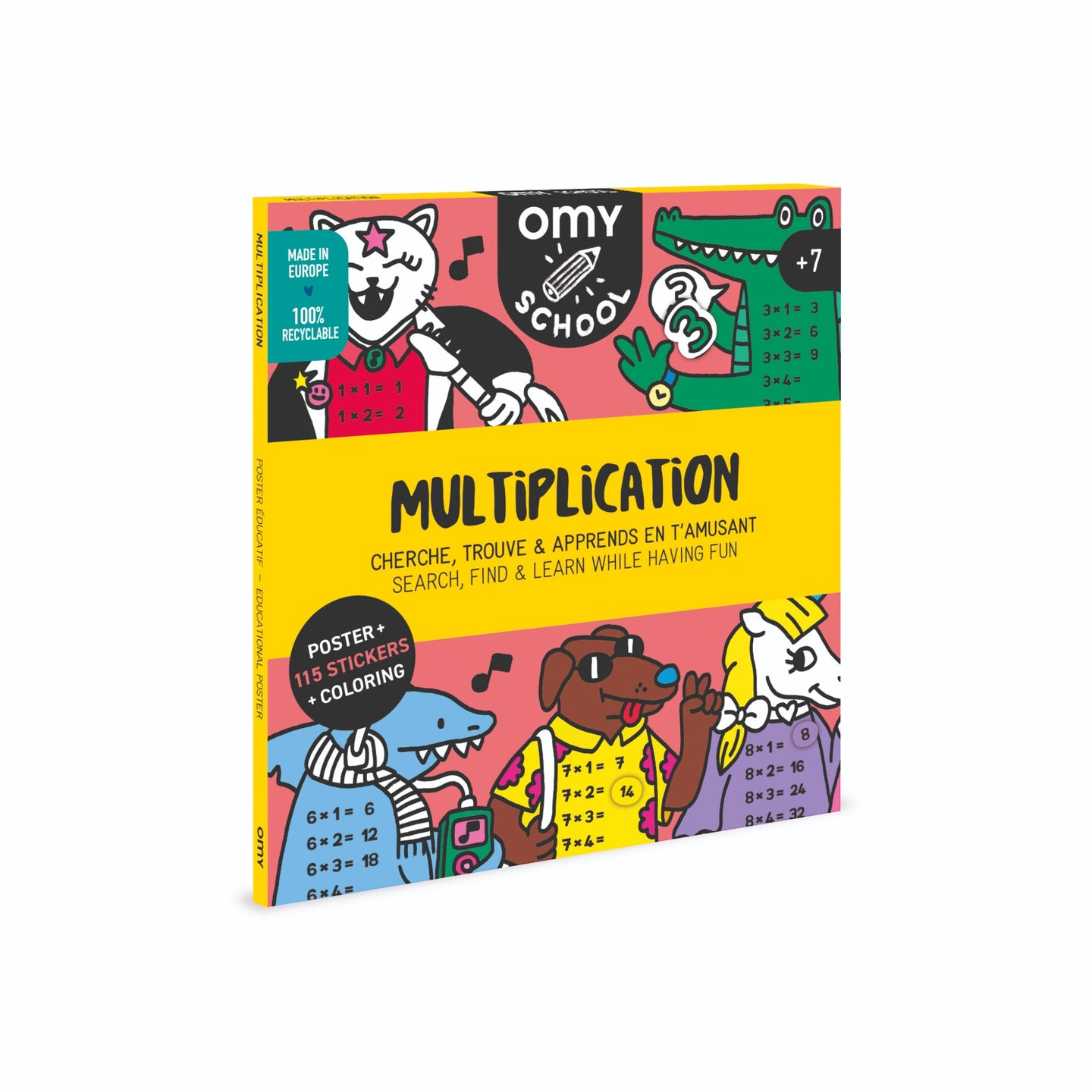 OMY. Giant poster for painting with stickers School Multiplications