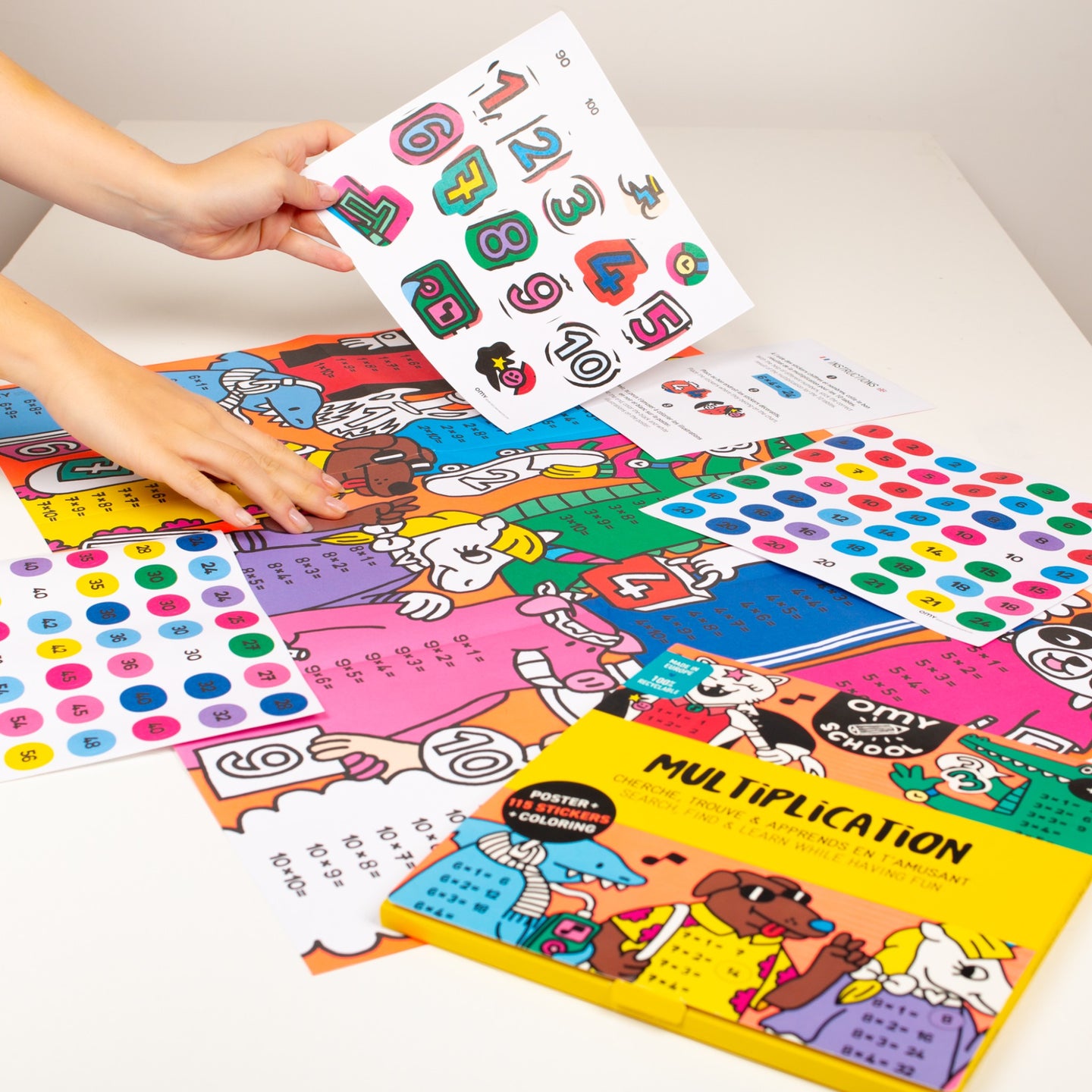 OMY. Giant poster for painting with stickers School Multiplications - Image 4