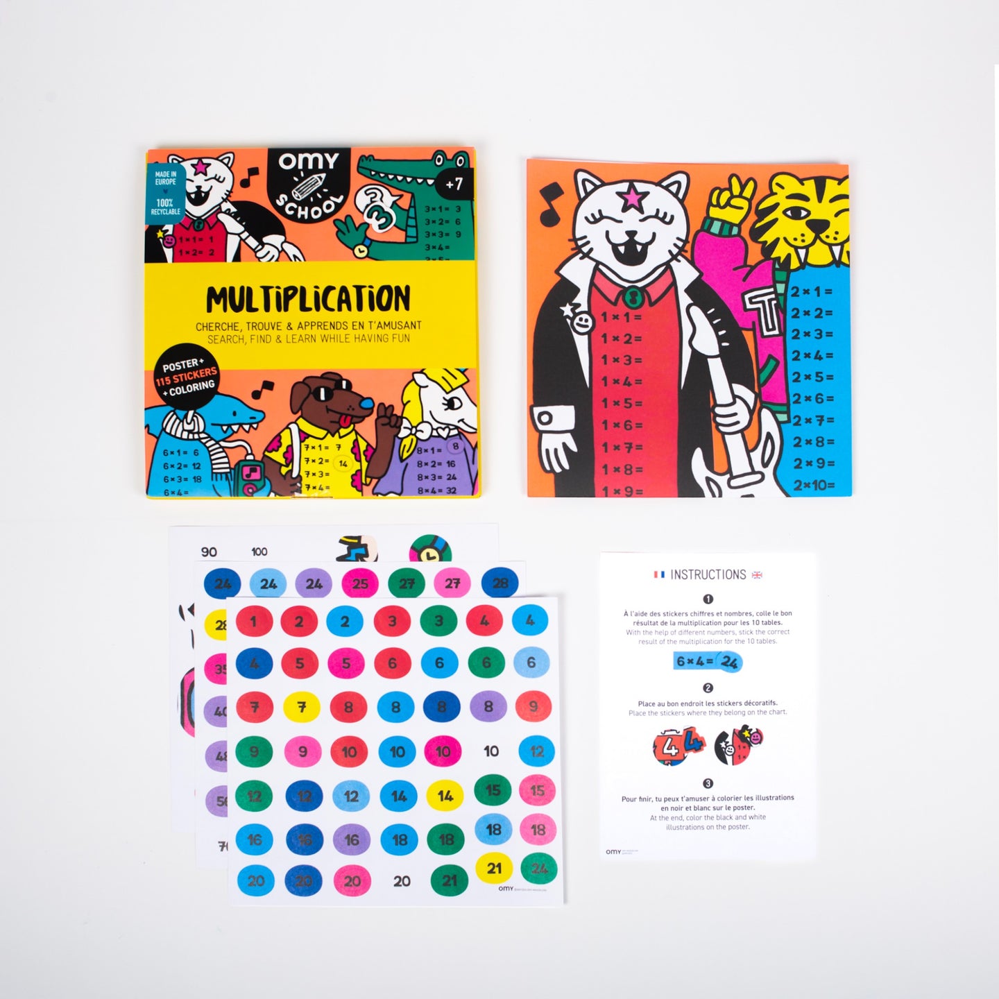 OMY. Giant poster for painting with stickers School Multiplications - Image 7