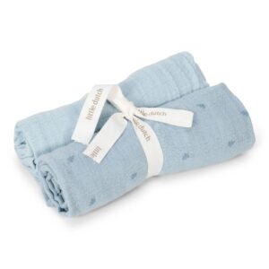 LITTLE DUTCH Swaddles 2pcs Denim Blue 70x70