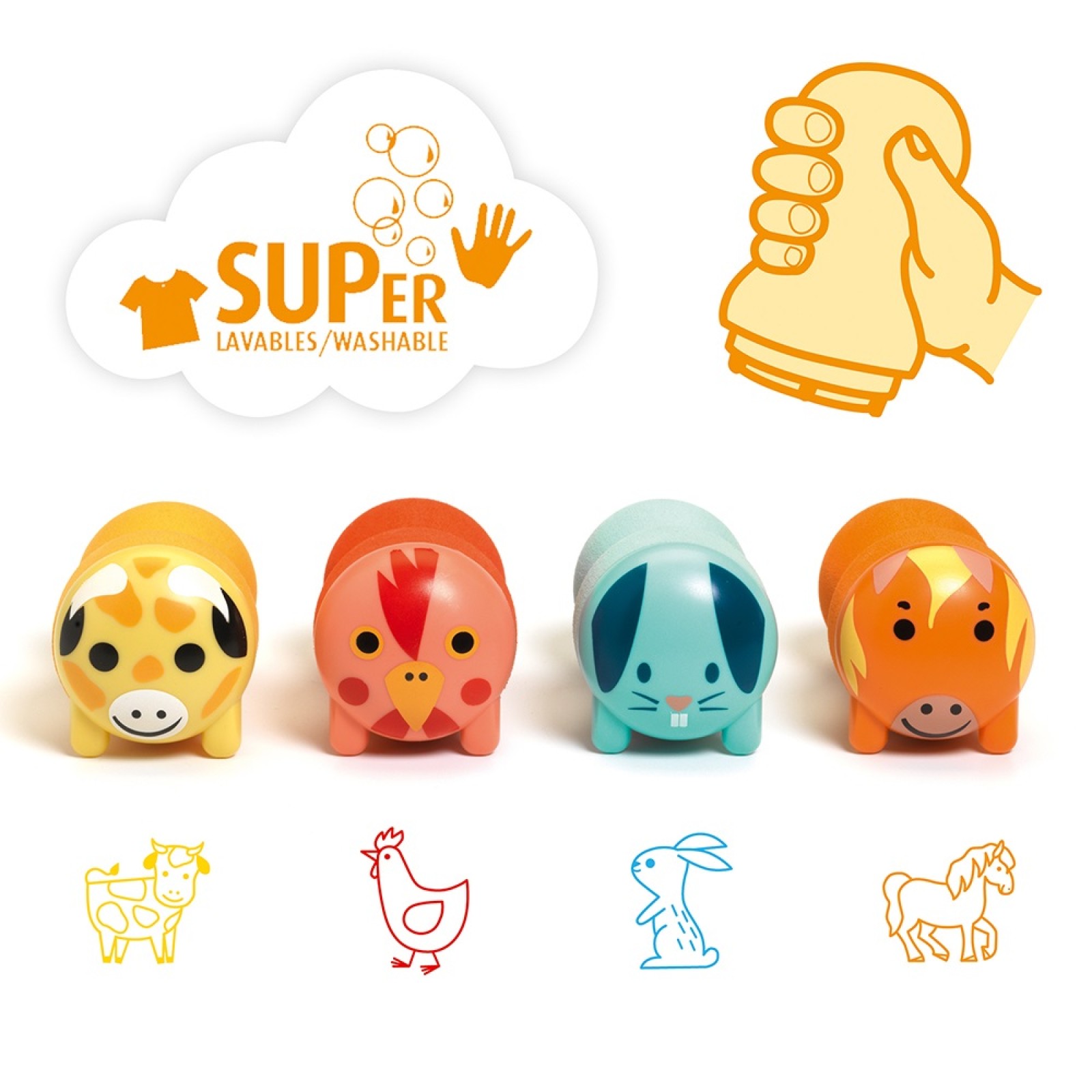 Djeco Colours for little ones Stamps for little ones - Farm animals - Image 2