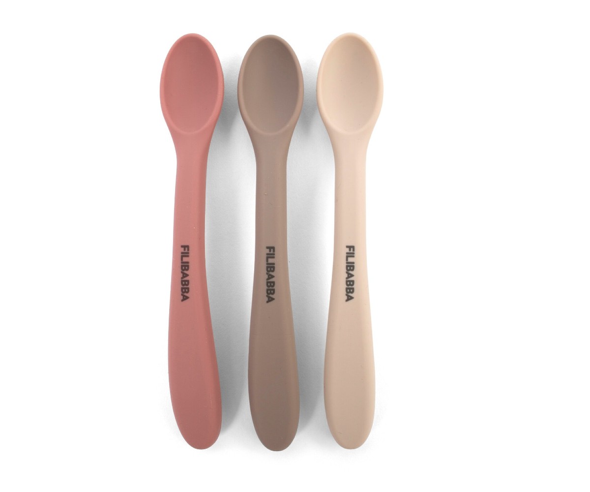 Filibabba Silicone Feeding Spoons 3 Pack – Rose Mix