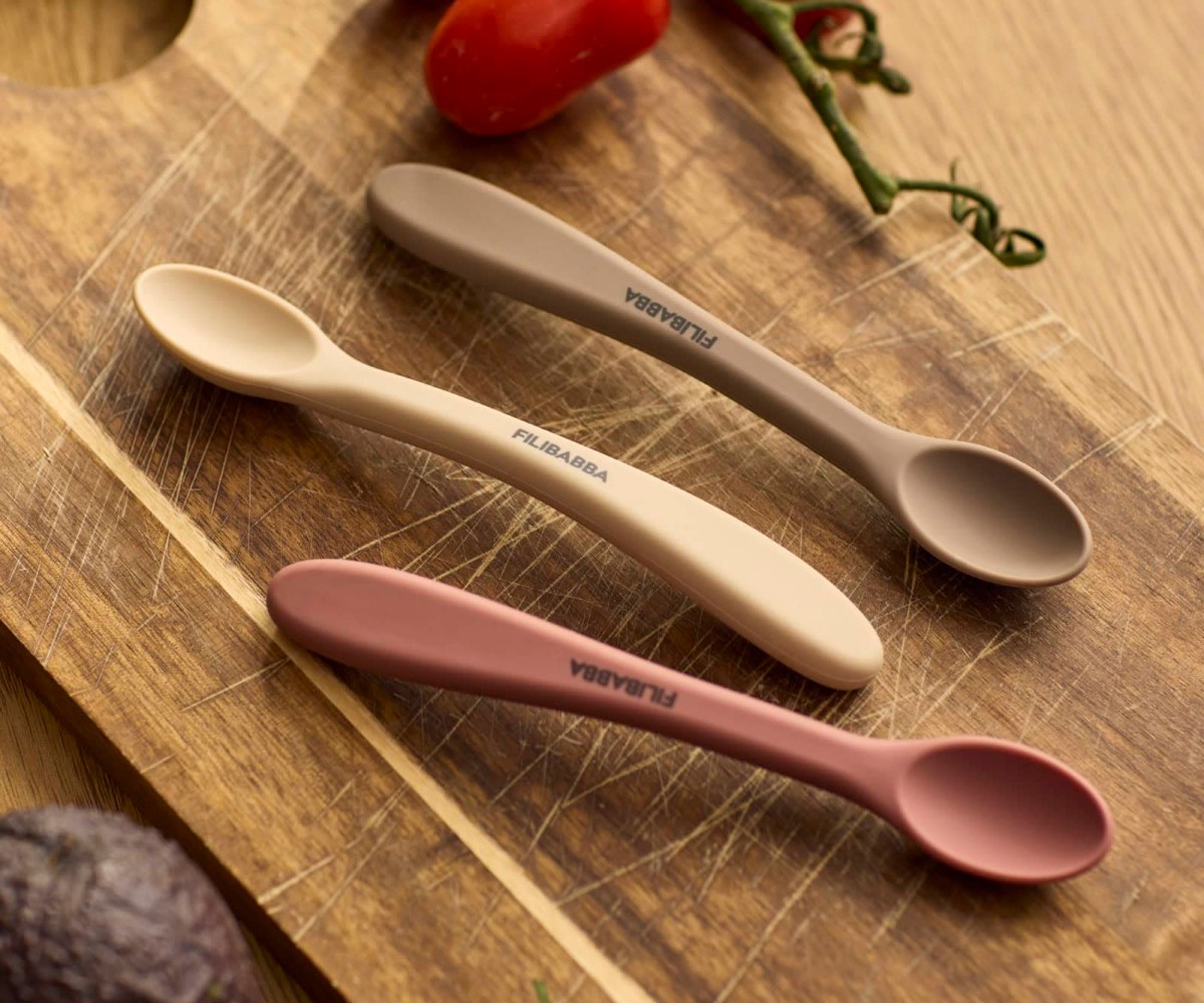 Filibabba Silicone Feeding Spoons 3 Pack – Rose Mix - Image 2