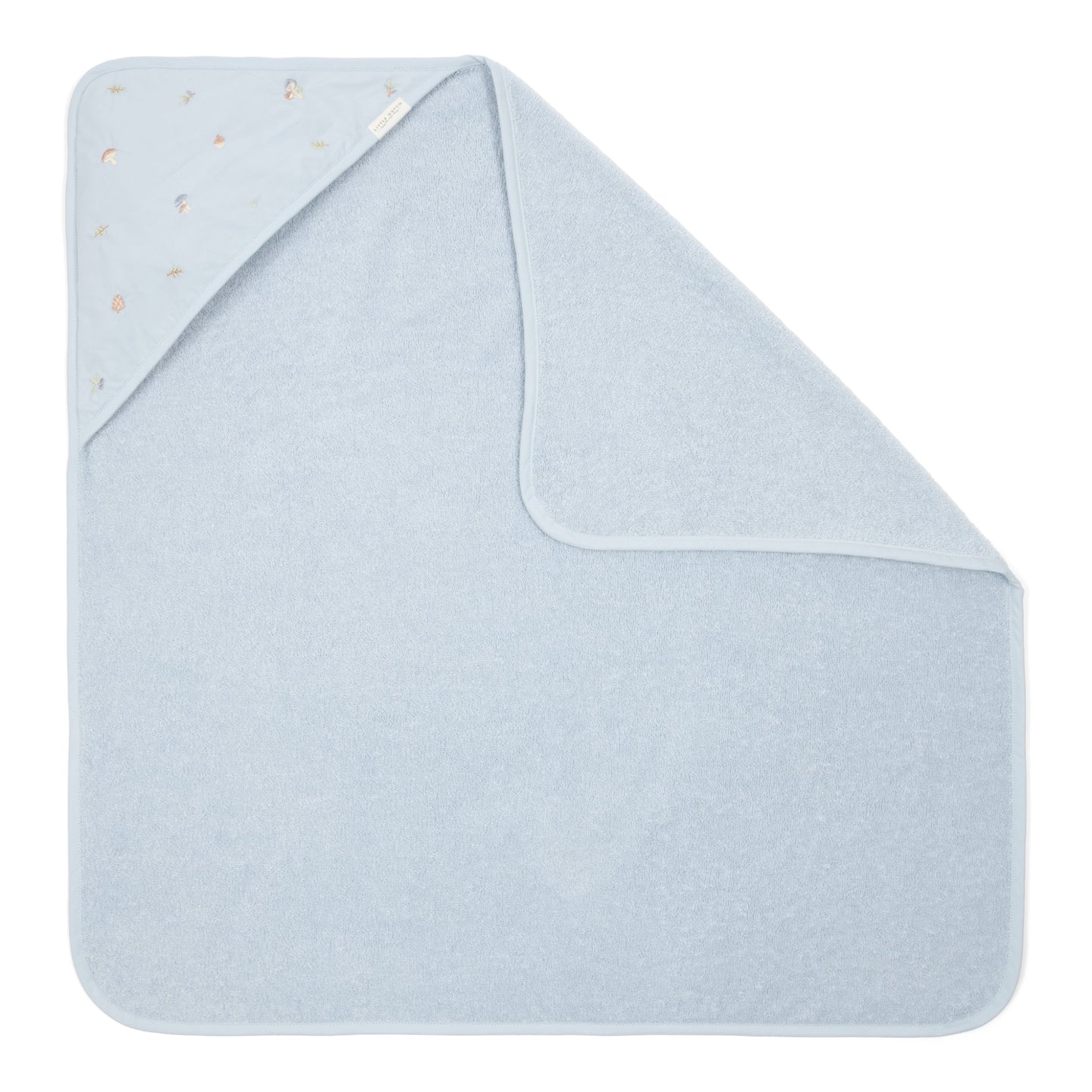 LITTLE DUTCH. Hooded Towel with embroidery Blue 75x75 - Image 3