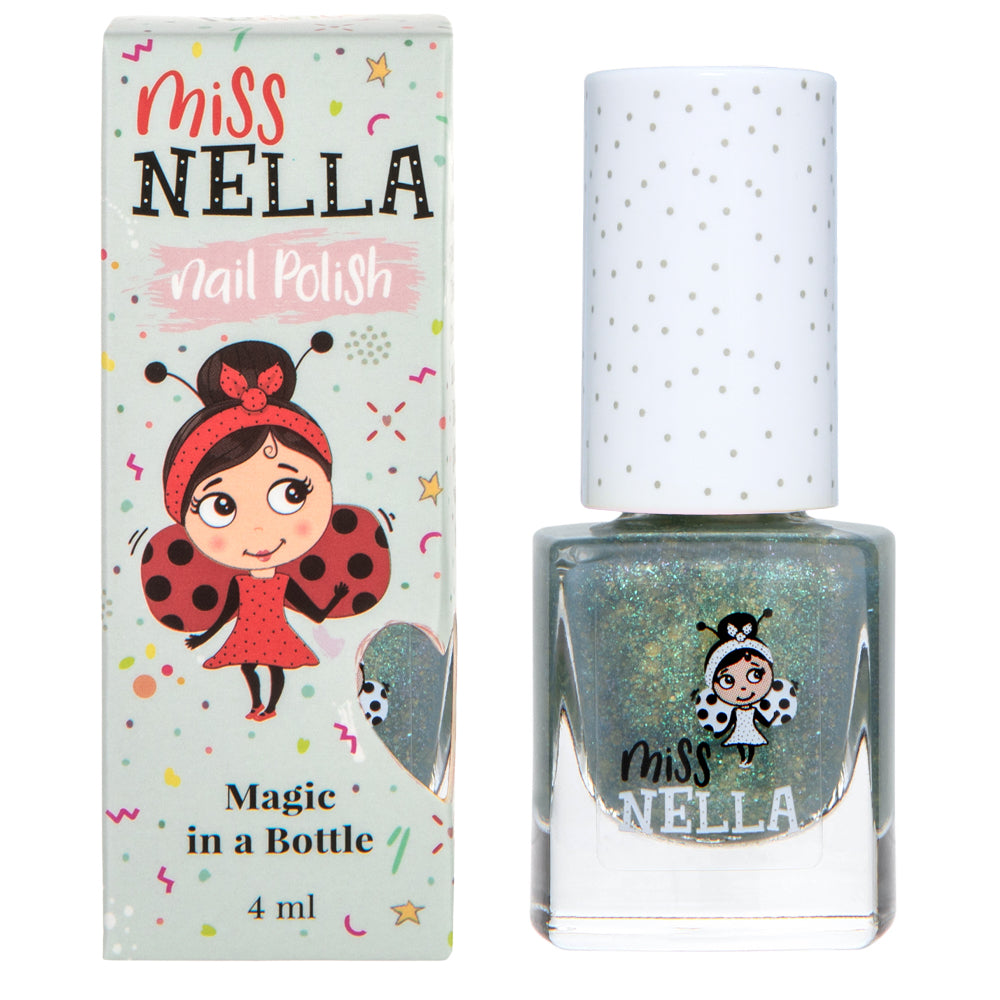 MISS NELLA Bibbidi Bobbidi Boo: Teal Blue Glitter Peel Off Nail Polish - Image 3