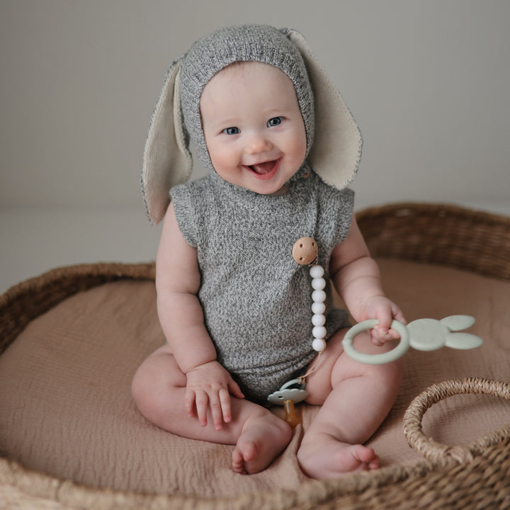 MUSHIE Silicone Bunny Teether Sage - Image 5