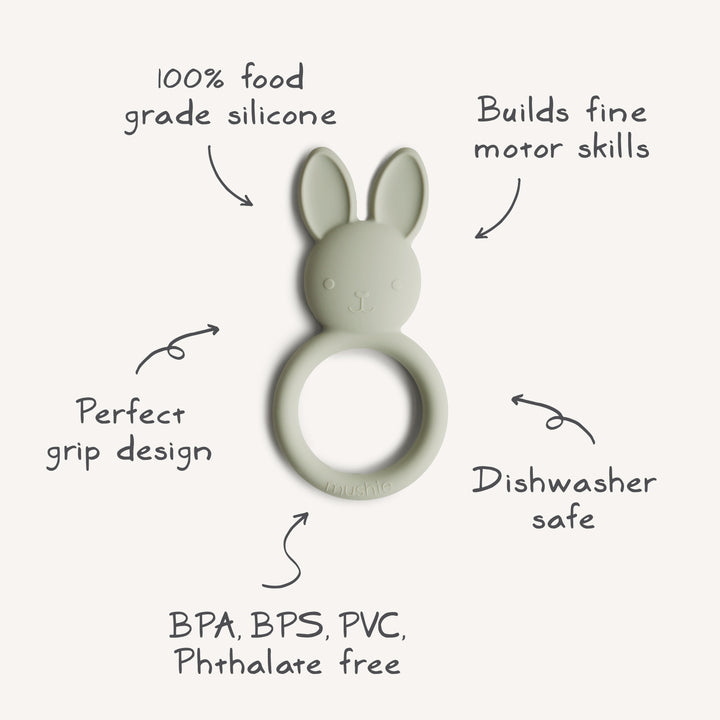 MUSHIE Silicone Bunny Teether Sage - Image 3