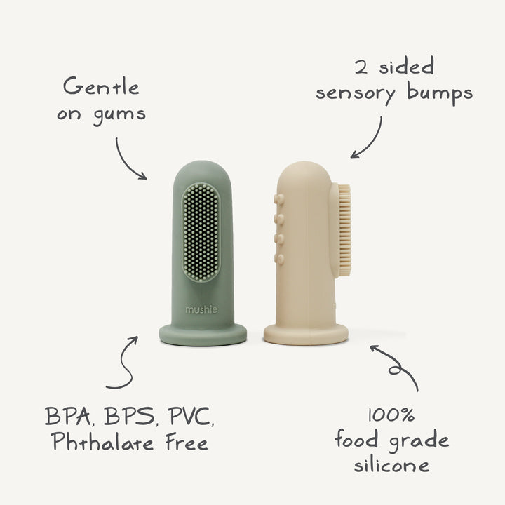 MUSHIE Finger Toothbrush Sand/Blush - Image 2