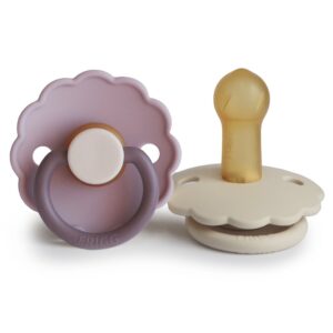 FRIGG Daisy - Round Latex 2-Pack Pacifiers - Lavender Haze/Cream - Size 2 6M+