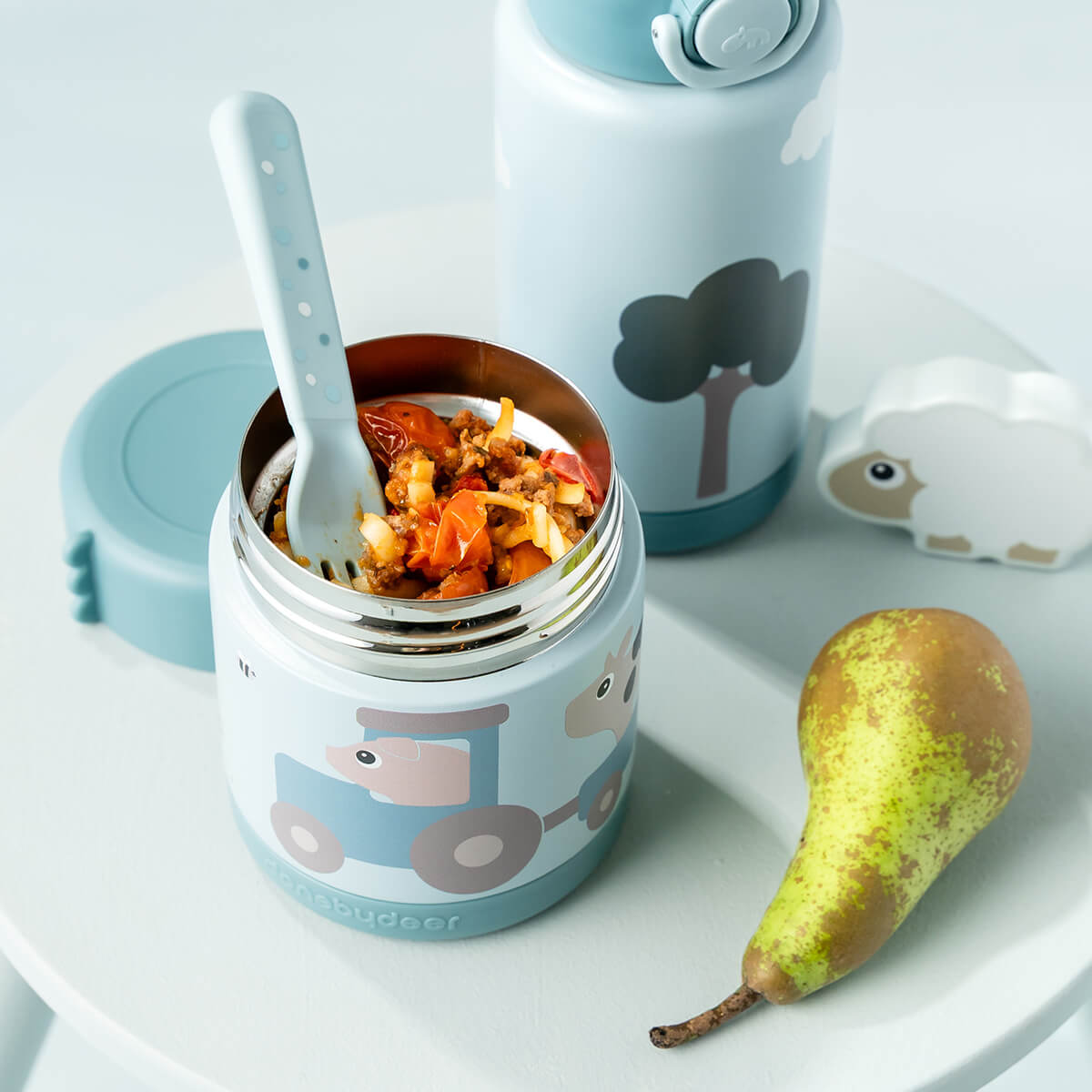 Insulated food jar - Tiny farm - Blue - 300 ml - Image 5