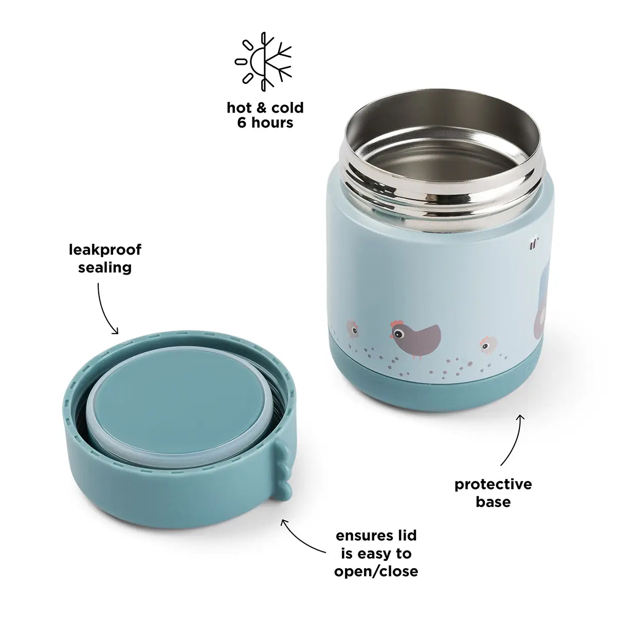 Insulated food jar - Tiny farm - Blue - 300 ml - Image 3
