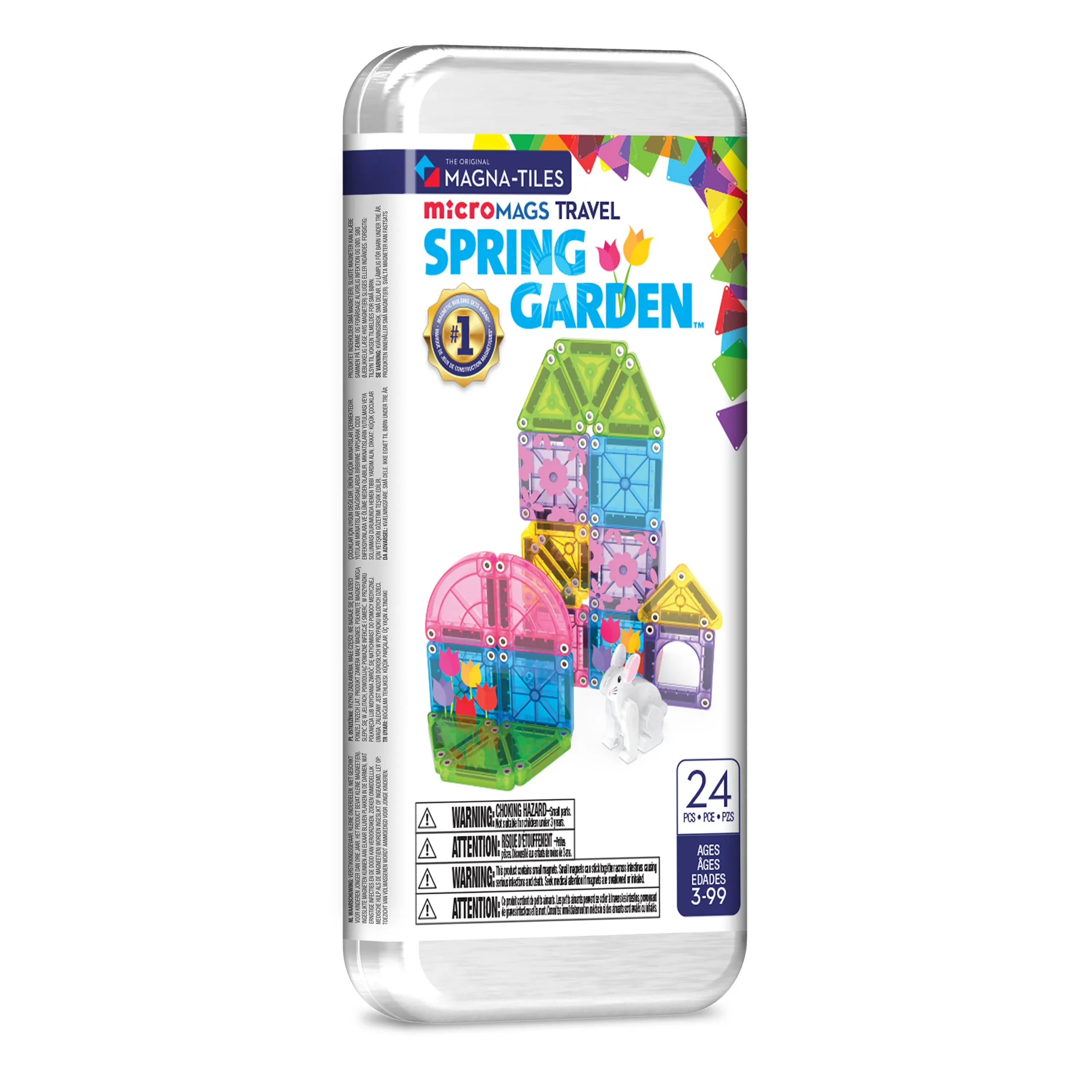 MAGNA-TILES microMAGS Spring Garden Travel Set 24 Pieces – Small Magnetic STEM Travel Tiles