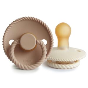 FRIGG Set of 2 Latex Pacifiers Rope Cream/Croissant 6-18 Months