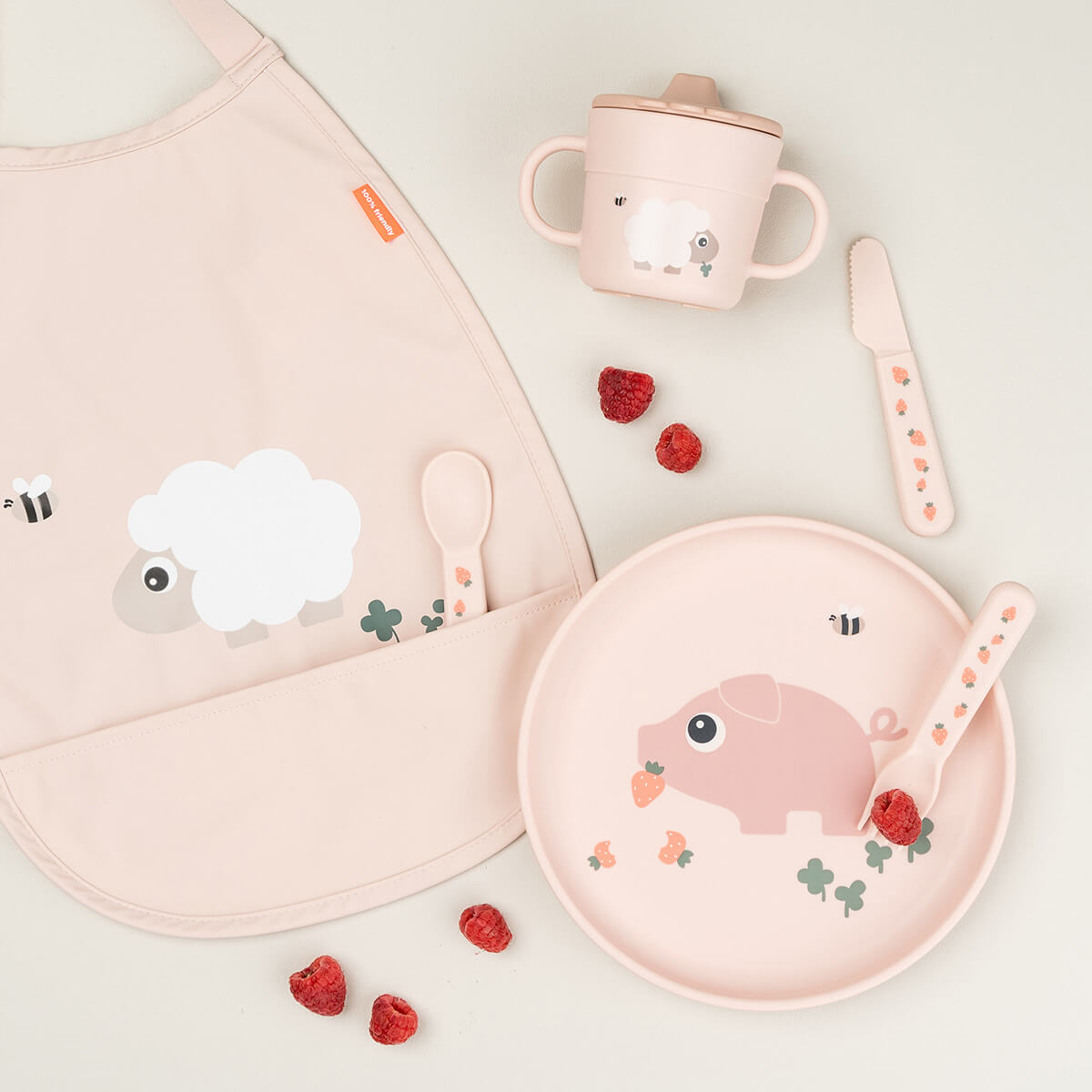 Pull-over bib - Tiny farm - Powder - Image 2