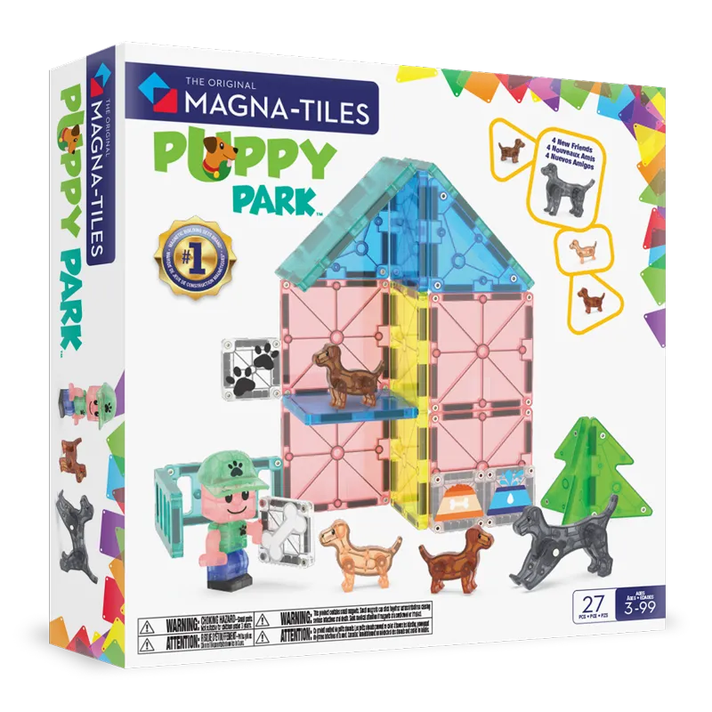 MAGNA-TILES Puppy Park 27 Pieces – Magnetic STEM Tiles with Pet Park