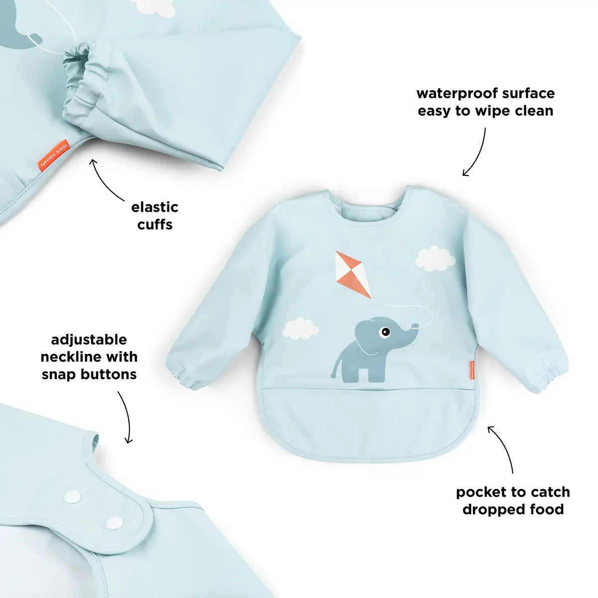 DONE BY DEER Sleeved pocket bib - Playground - Blue - Image 2