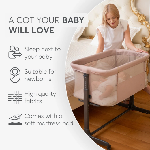 Kikkaboo Bedside crib Noah Dark Grey 2025 - Image 8