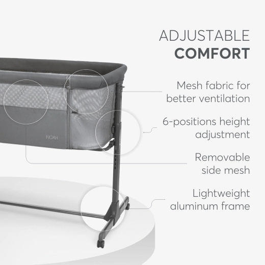 Kikkaboo Bedside crib Noah Dark Grey 2025 - Image 5