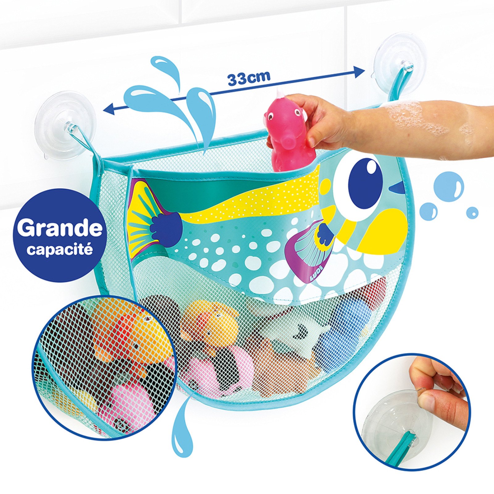 Ludi bathroom storage net with suction cups “Fish” - Image 3